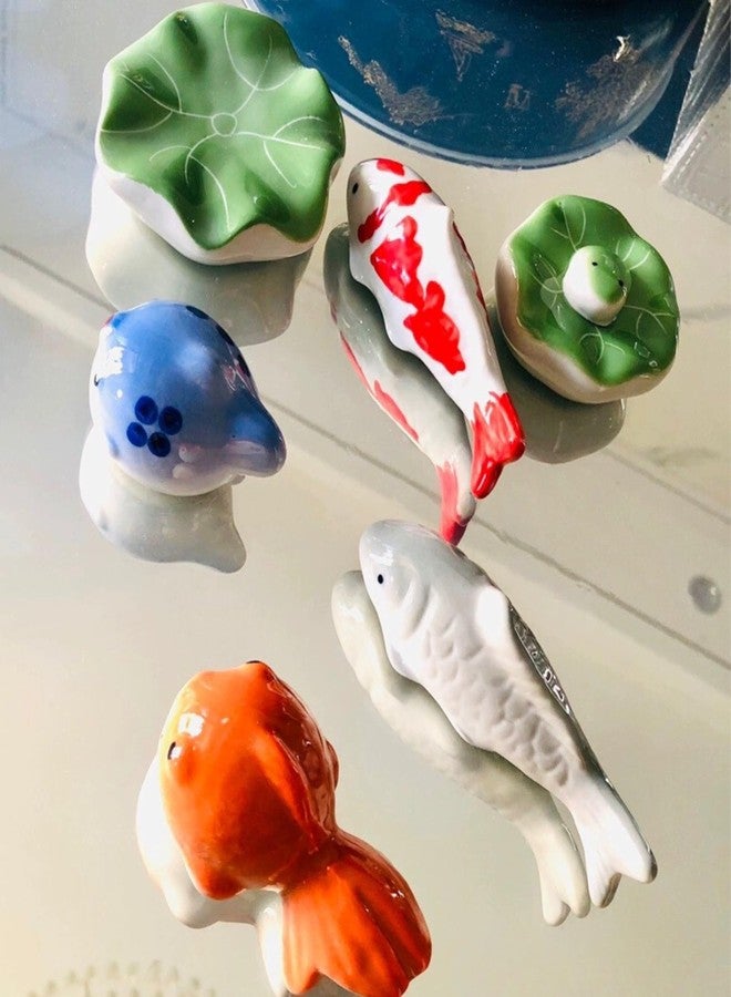 JINYEAH Ceramic Koi Fish Pond Decor 2Pcs Fake Fish Floating Aquarium Decor Floating Koi Fish Decor Fake Swimming Fish for Birdbath Pond Fountain Fake Aquarium Decor Tea Pet - Image 3